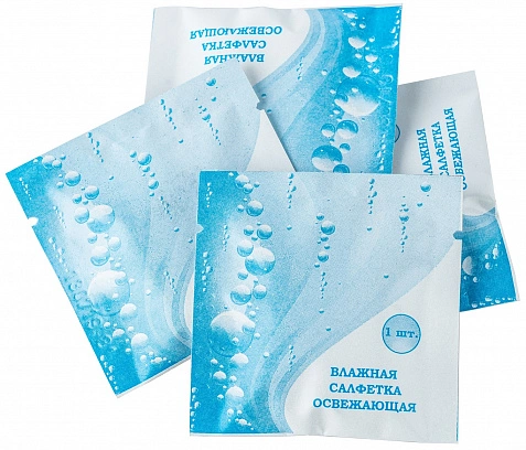 Влажные салфетки  в инд. уп. 13х14 - [1500шт] Озоновая свежесть 