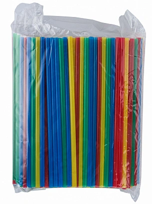 Трубочки прямые  8х240мм - 250шт цветные (20уп*кор)