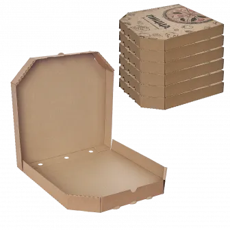 Коробка для пиццы 30*30 крафт с рисунком  микрогофра /100шт/