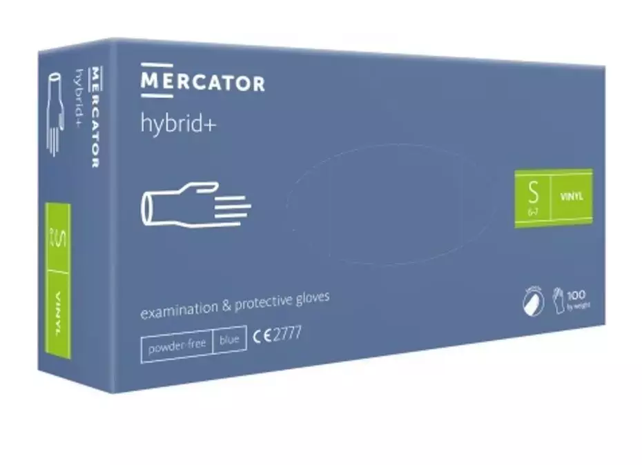 Перчатки Hybrid+ голубые "Mercator" - S (50пар) 