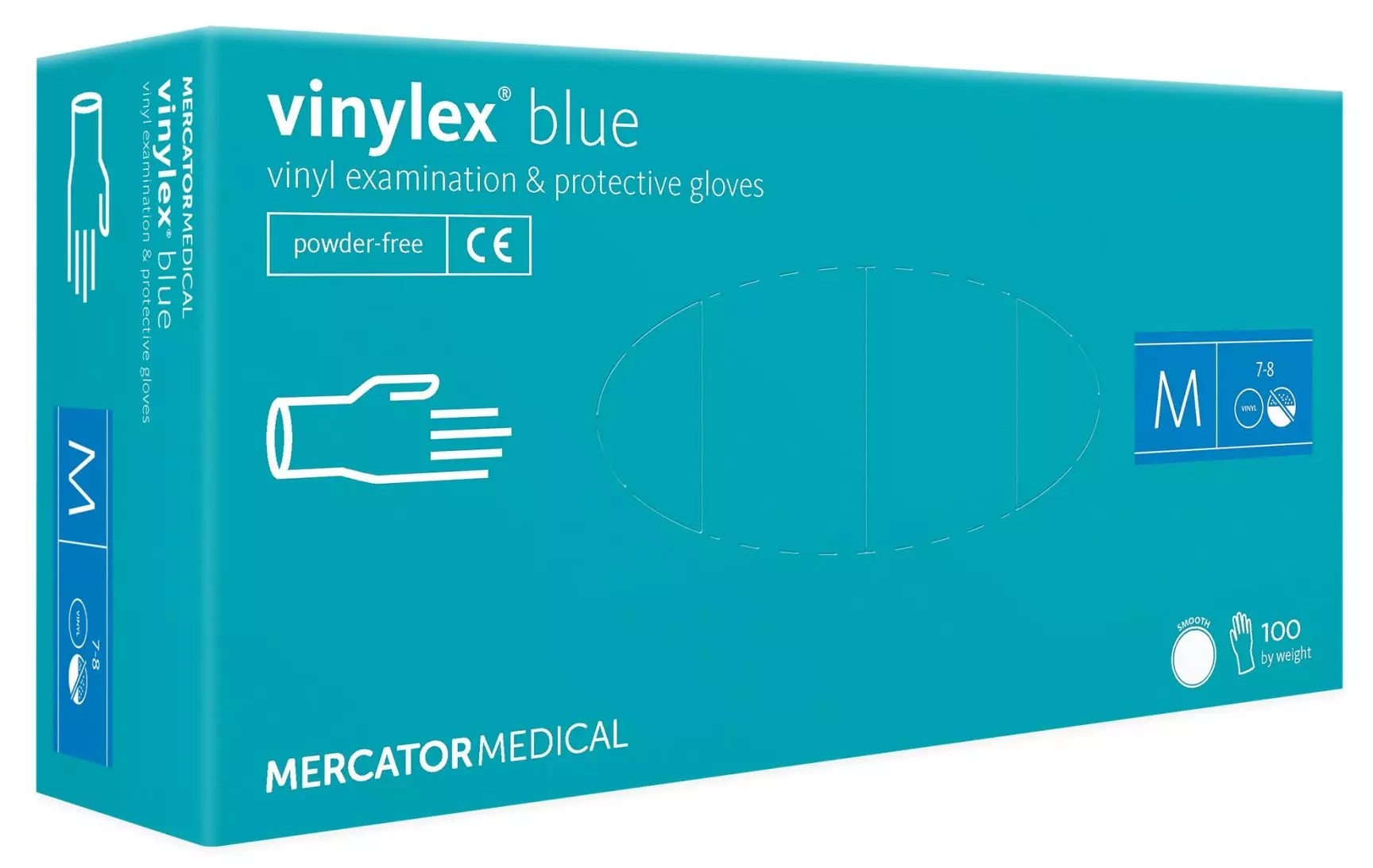 Перчатки Виниловые голубые "Mercator" - S (50пар)