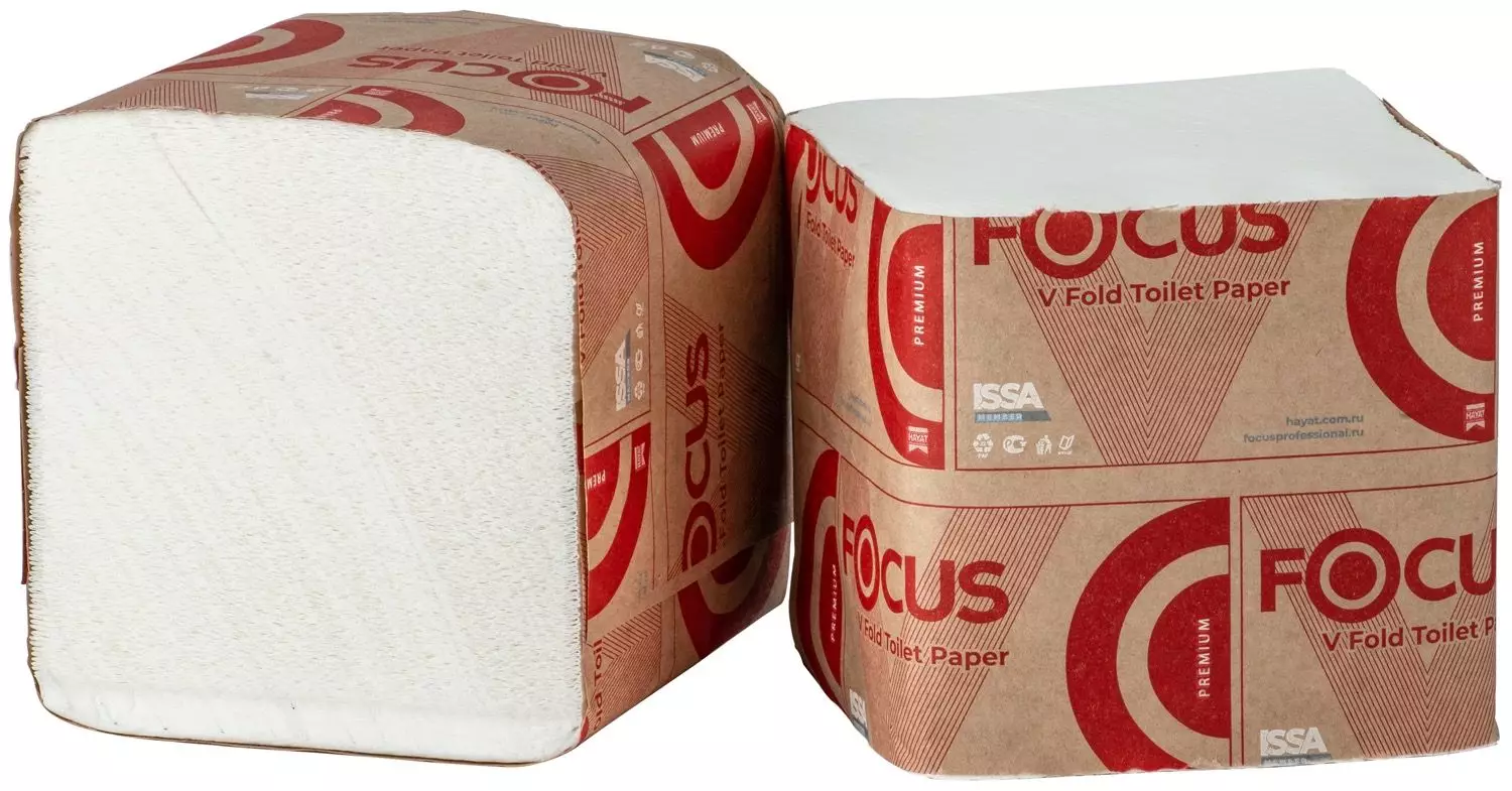 Туалетная бумага в Листах 2сл 250л Ярко-белая "Focus" (30шт) 5049979 