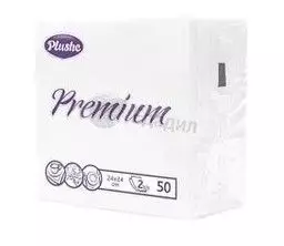 Салфетки 2сл 24х24 Белые 50л Premium (30шт) Plushe
